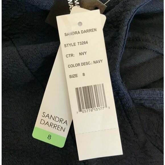 Sandra Darren Womens Sz 8 Sheath Stretch Pleated Capped Sleeves Casual Dress NEW - Picture 9 of 9